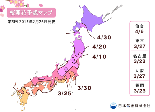 旅遊趣事, 日本櫻花, 日本櫻花預測