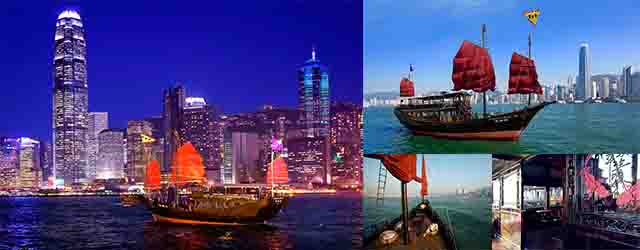 香港自由行,維多利亞港,張保仔帆船,維港夜景