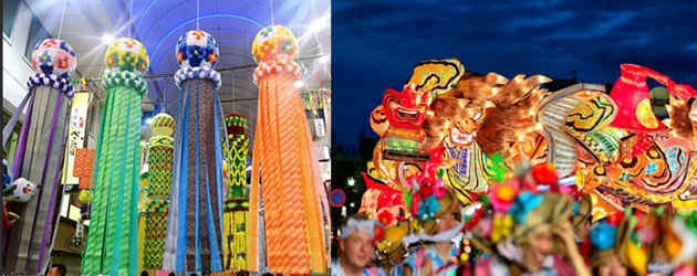 秋田竿燈祭,仙台七夕祭,青森睡魔祭,日本祭典