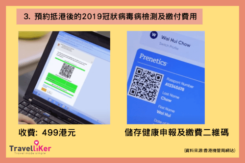 3. 預約抵港後的2019冠狀病毒病檢測及繳付費用（預約網頁將由香港政府稍後提供）