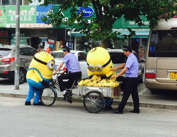 minions selling banana in beijing