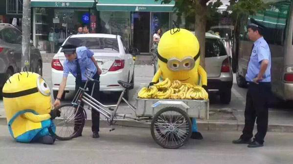 minions selling banana in beijing